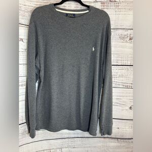 Polo Ralph Lauren Shirt Mens Size XL Waffle‎ Crew Neck Cotton Gray Pony fleece